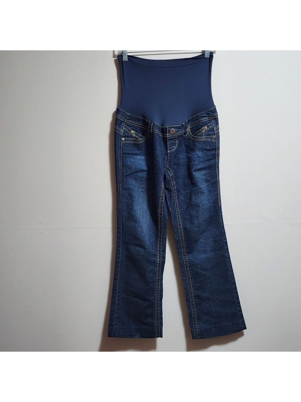 THYME maternity wide leg jeans color dark indigo blue